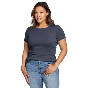 NWT - Eddie Bauer Blue Women's Infinity Slub Rib SS Tee Crew Neck 2XL *Comfort*